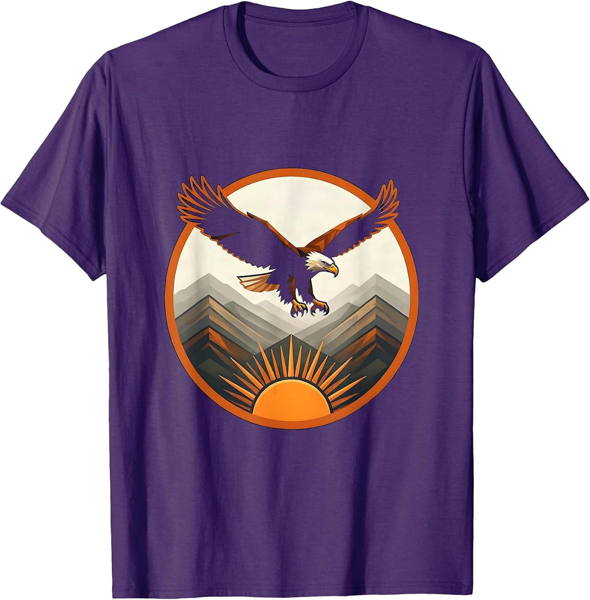 Men's Eagle Soaring Over Misty Morning Valley T-Shirt - Purple