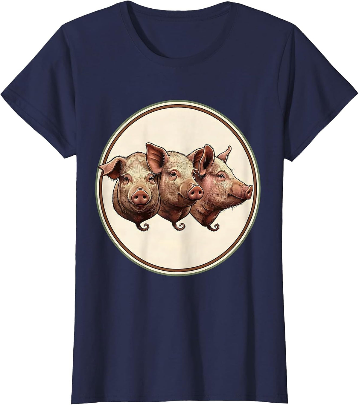Women's Sealed Pig Badge Guinea Pig Lover Funny Pet Humor T-Shirt - Navy Blue