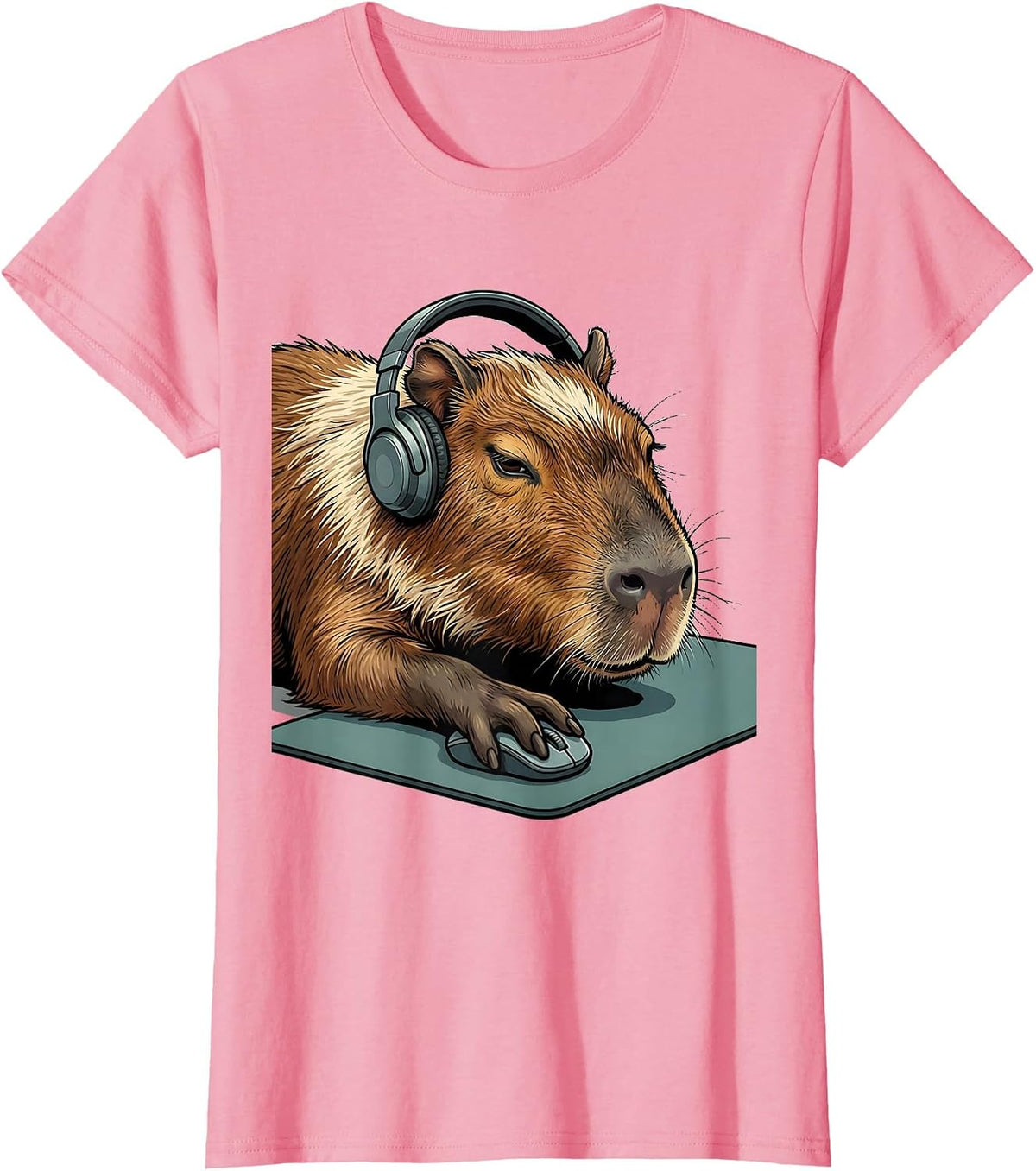 Women's Capybara Gamer Funny Meme Humor Video Games T-Shirt - Pink
