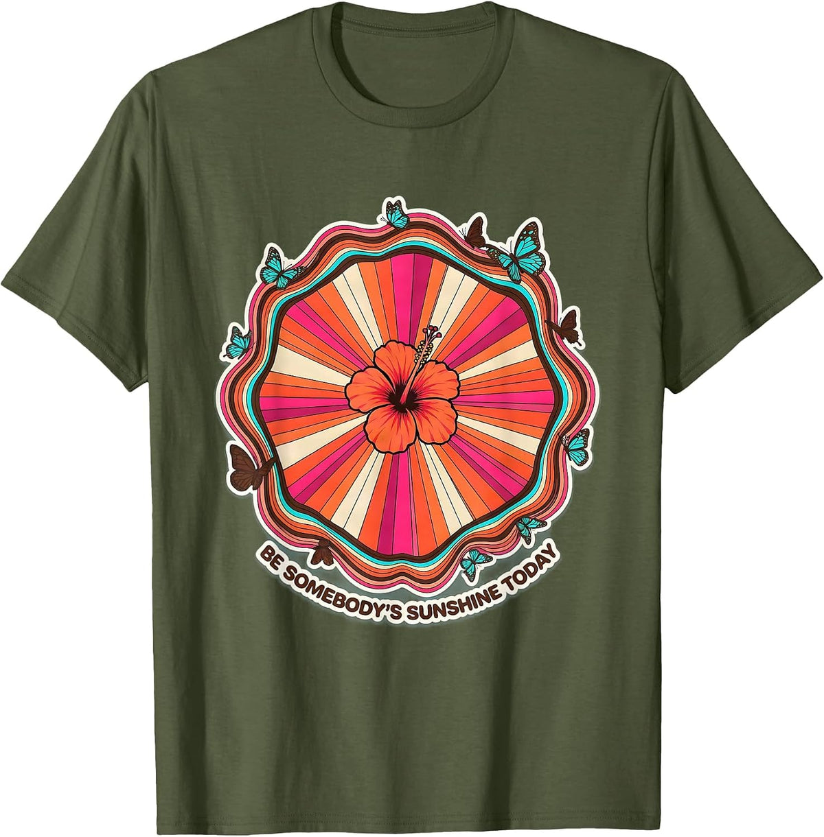 Men's Be Somebody's Sunshine Today Kindness Design T-Shirt - Olive Green