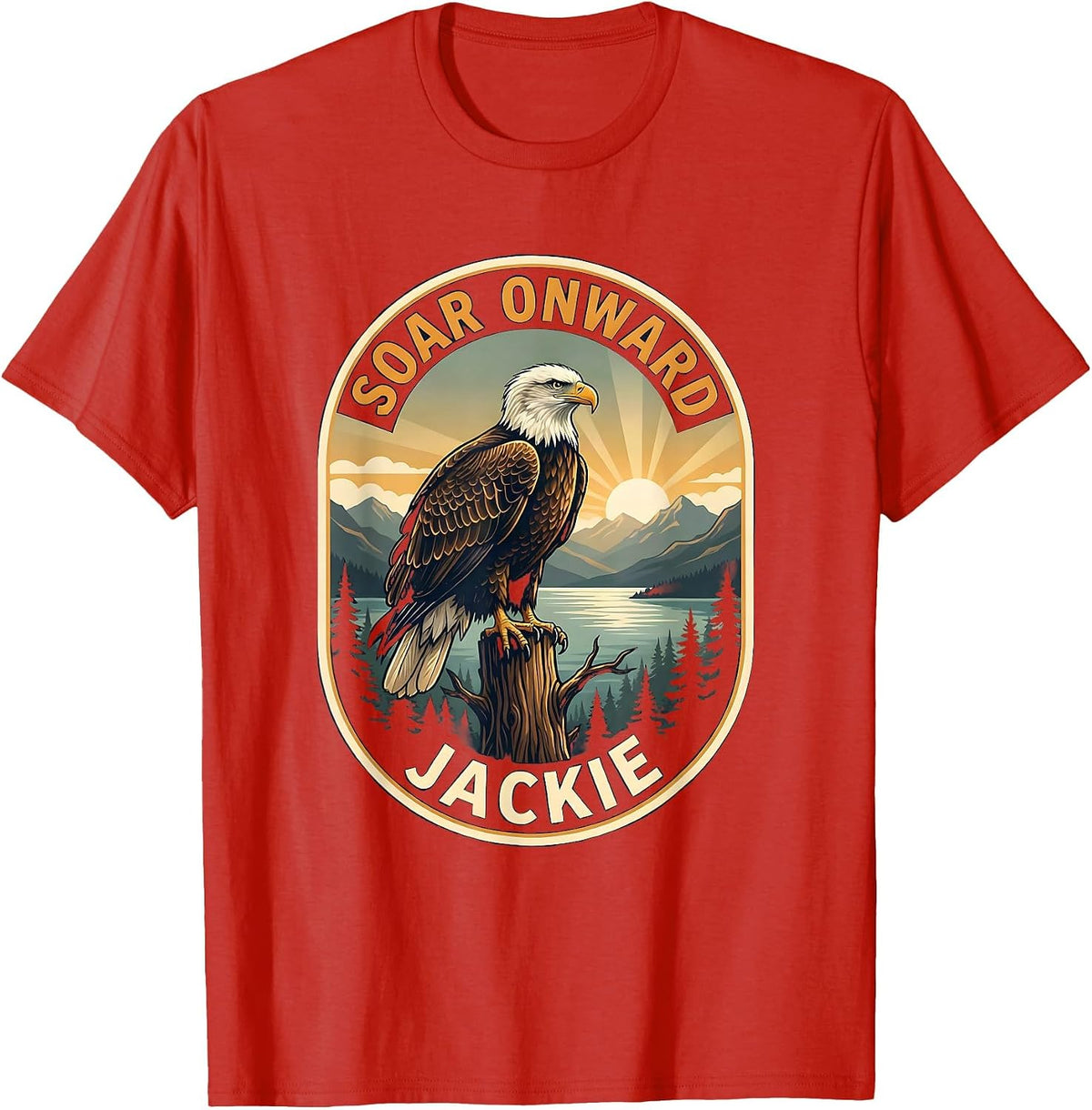 Men's Soar Onward Jackie Memorial Eagle Tribute Big Bear Lake T-Shirt - Red