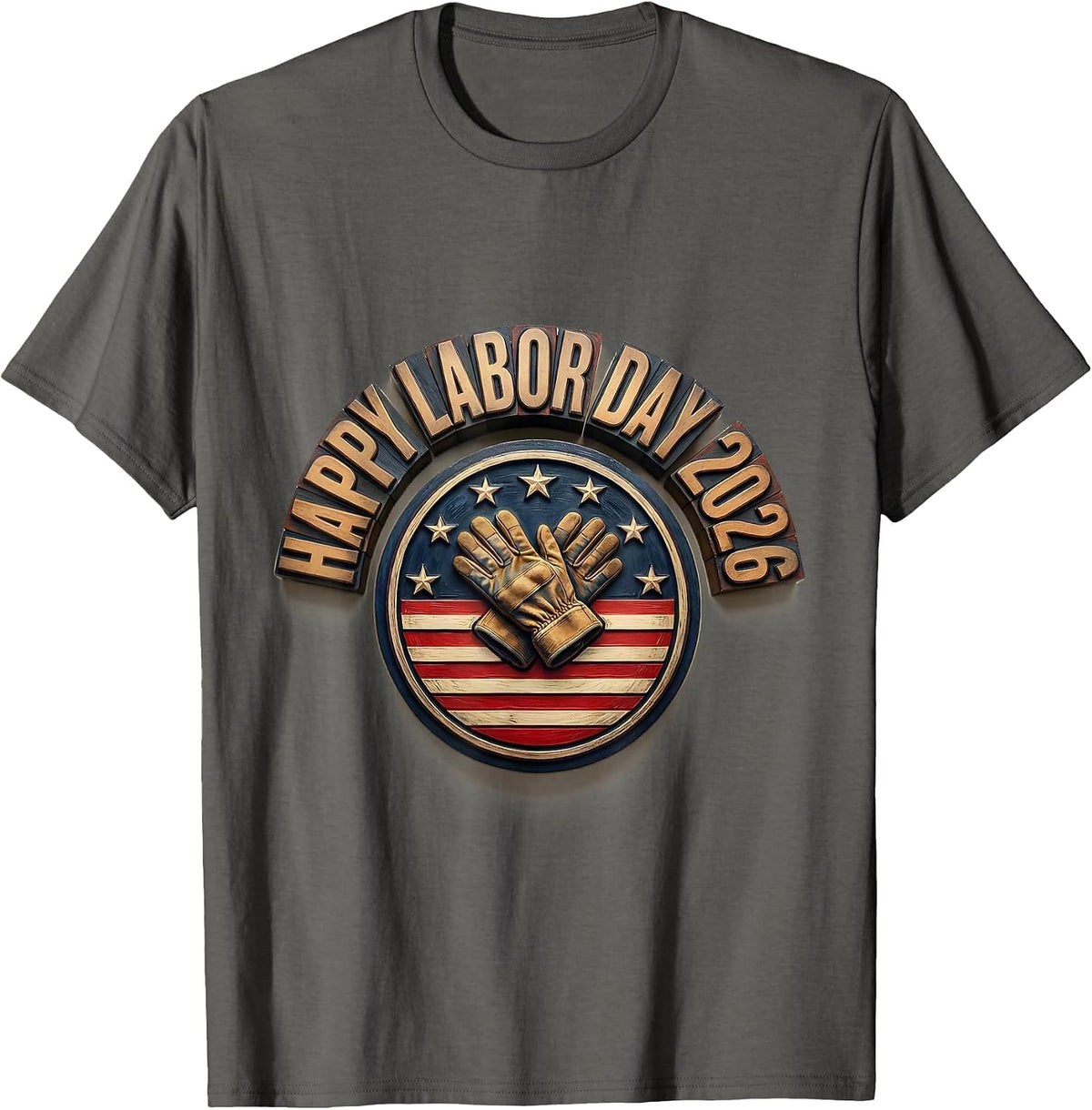 Men's Happy Labor Day 2026 Patriotic Union Pride Holiday T-Shirt - Asphalt Grey