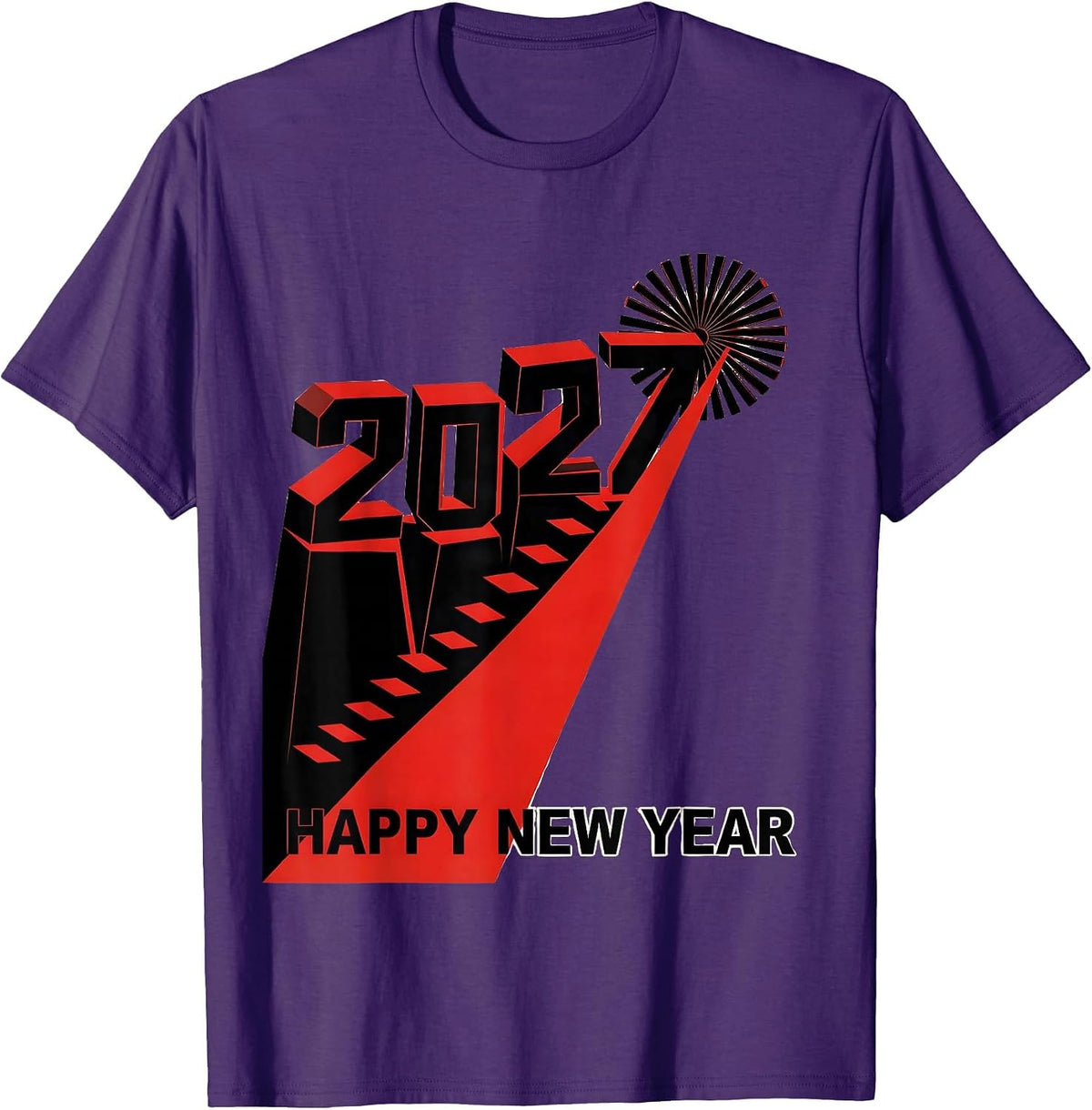 Men's Happy New Year 2027 Constructivist Party Host Family T-Shirt - Purple