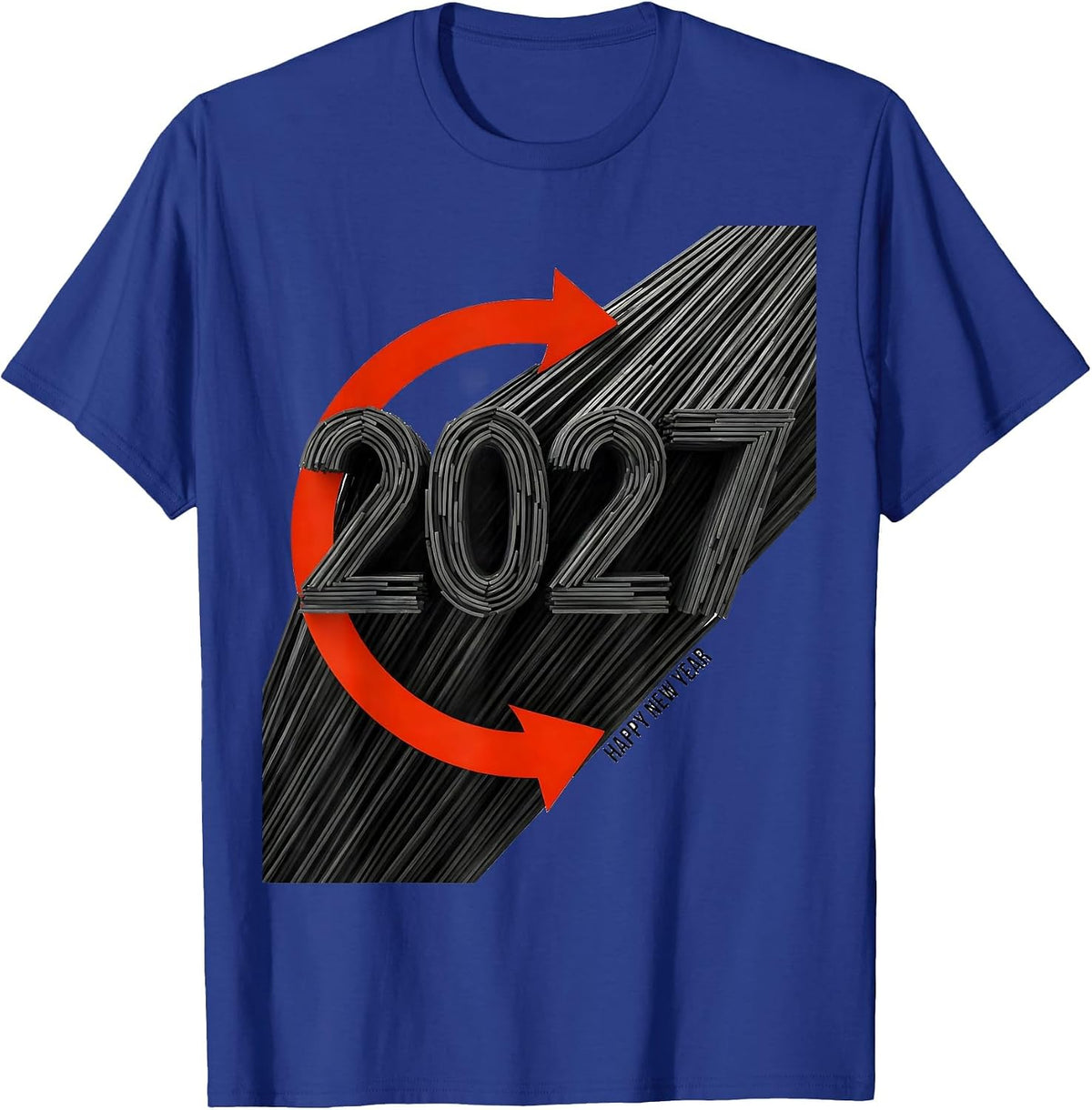 Happy New Year 2027 Constructivist Party Host Keepsake T-Shirt - Royal Blue