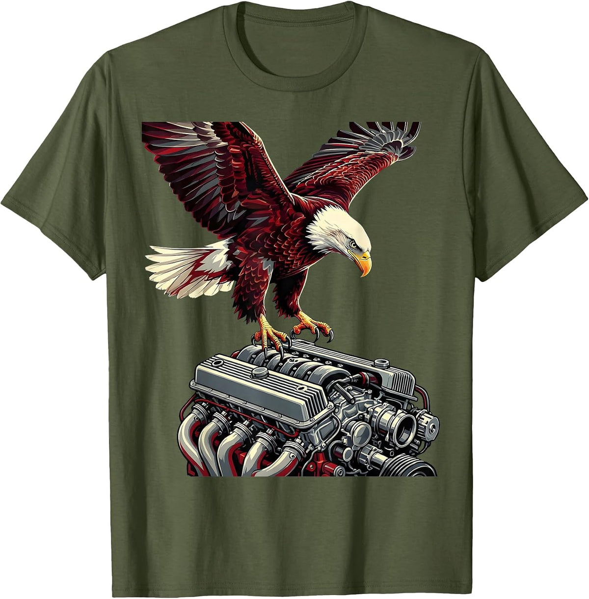 Valley Forge Automotive Bald Eagle Engine Dive T-Shirt - Olive Green