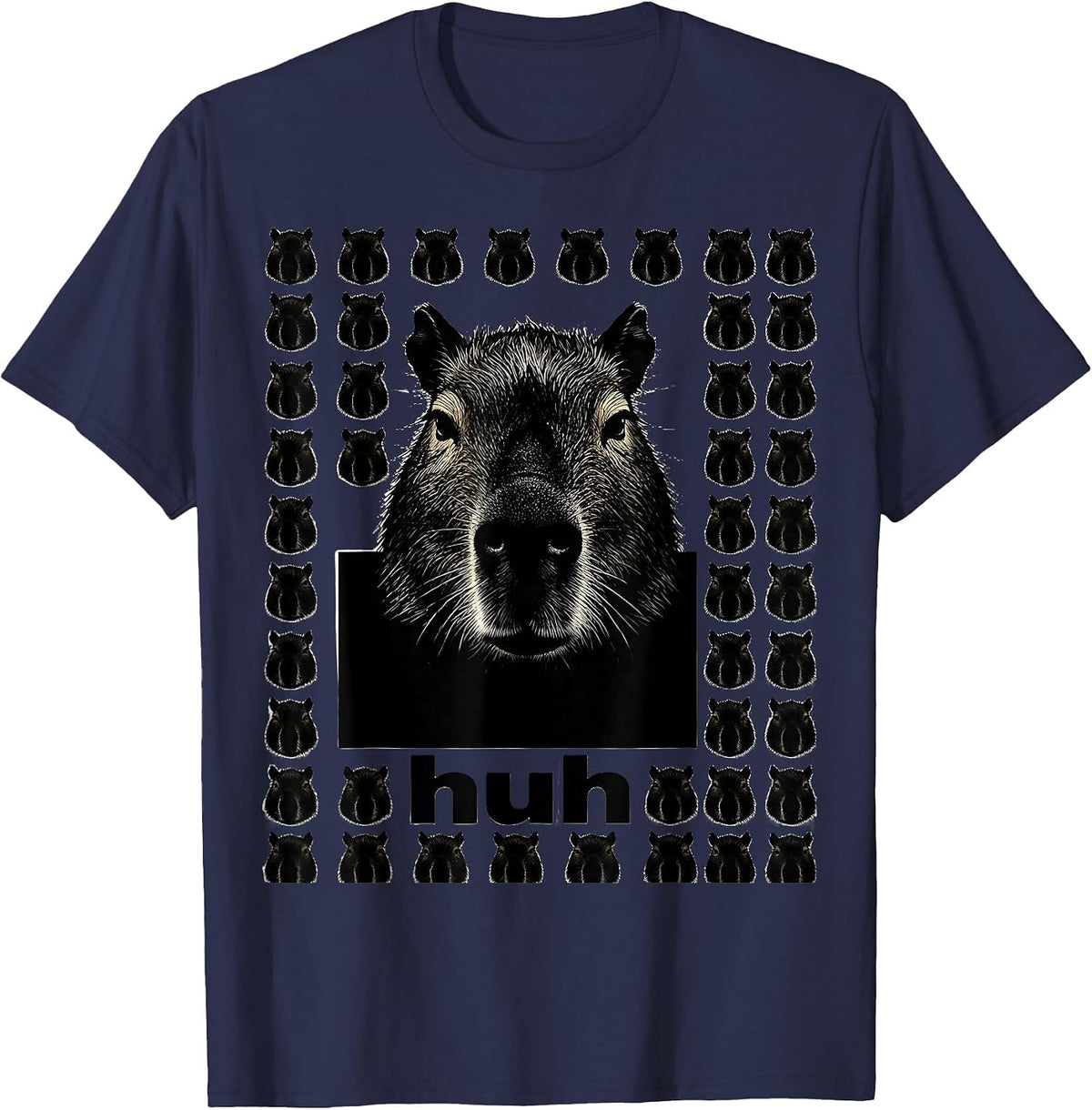 huh Funny Capybara Gamer Meme Humor Video Games T-Shirt - Navy Blue