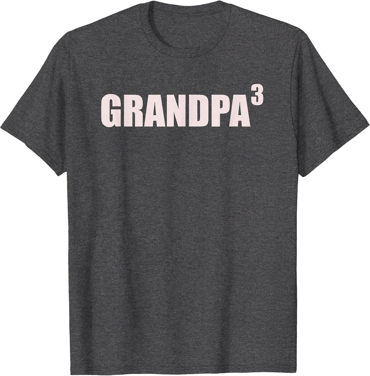 Grandpa 3 Grandkids 3rd Time Cubed Grandpa of Three T-Shirt - Dark Heather Grey
