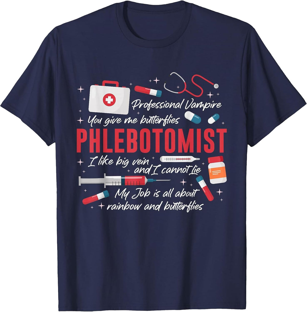 Phlebotomist Phlebotomy Tech T-Shirt - Navy Blue