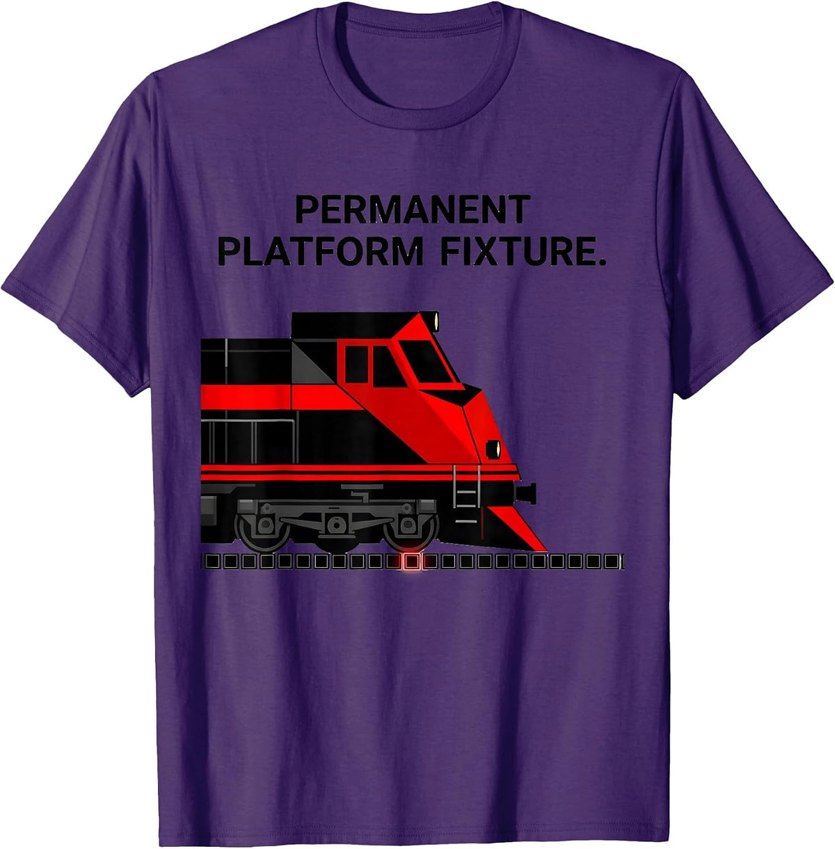 Permanent Platform Fixture Geometric Train Enthusiast Humor T-Shirt - Purple