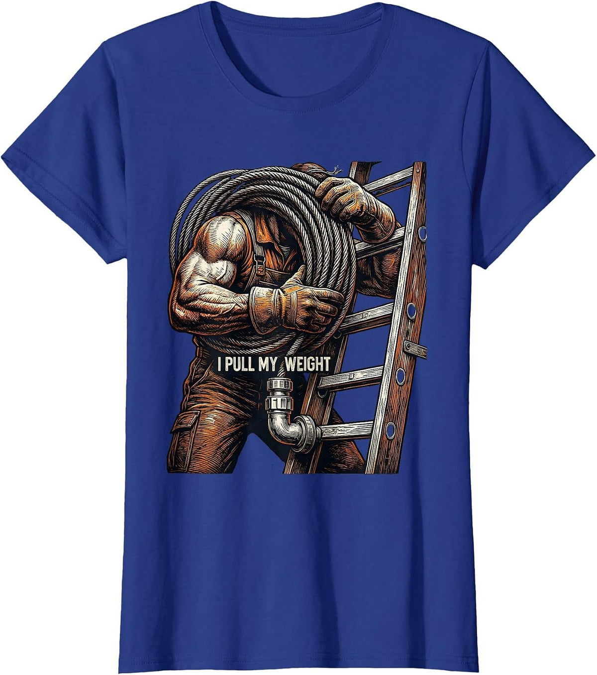 Women's I Pull My Weight Funny Electrician Lineman Vintage Humor T-Shirt - Royal Blue
