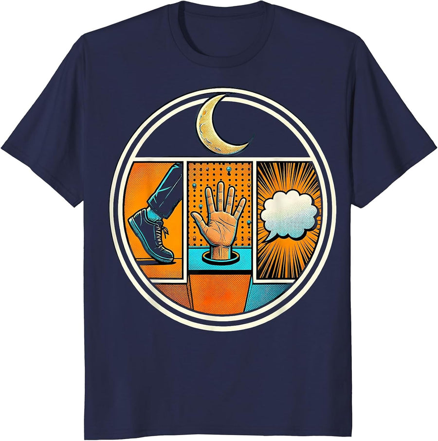 Sealed Comic Badge Pop Art Physical Therapist Halloween T-Shirt - Navy Blue