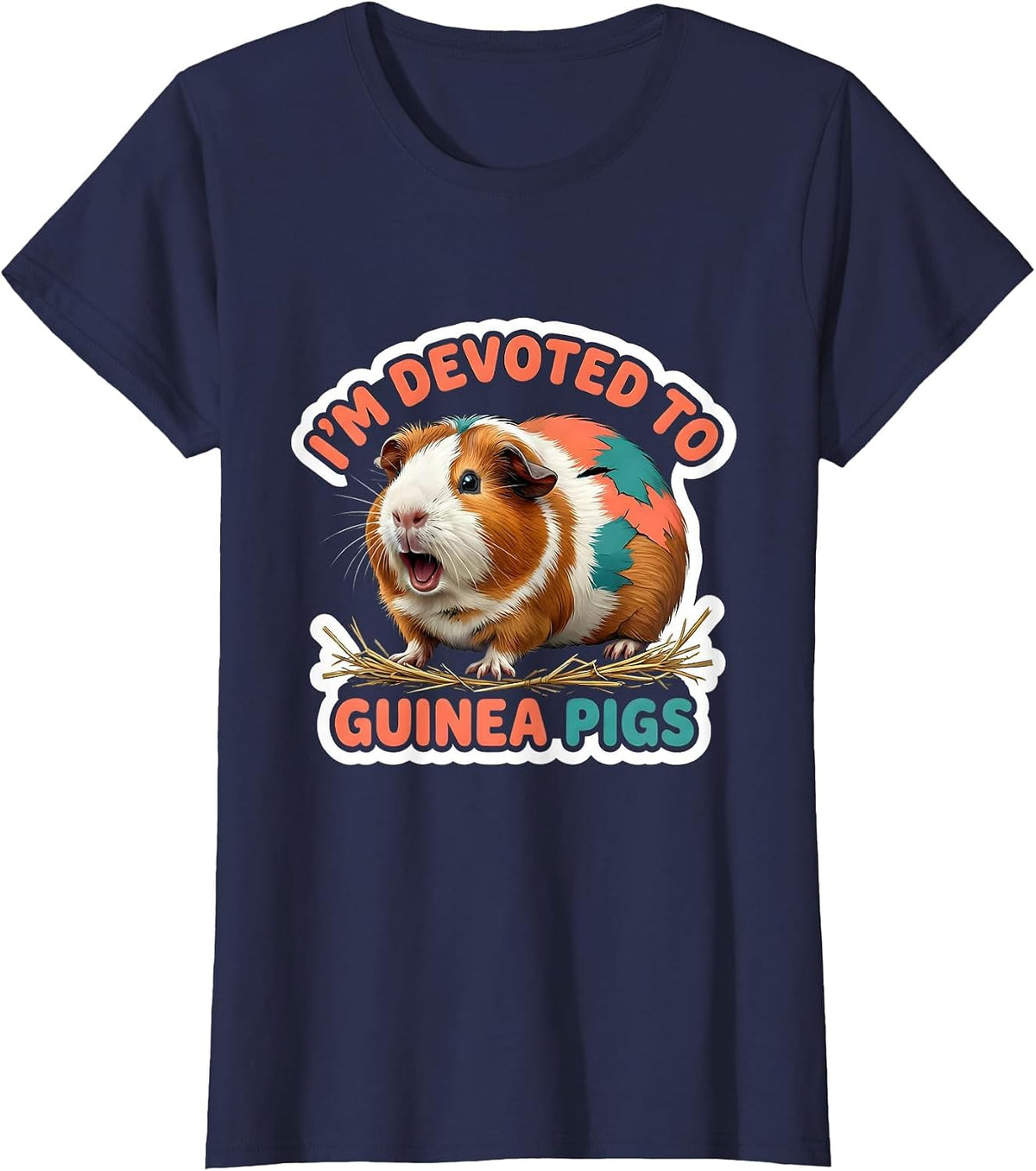 Women's I'm Devoted To Guinea Pigs Cute Guinea Pig Owner Pet Lover T-Shirt - Navy Blue