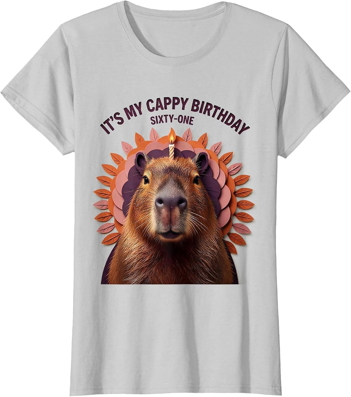 It's My Cappy Birthday Sixty-One Kawaii Capybara Birthday T-Shirt - Silver Grey