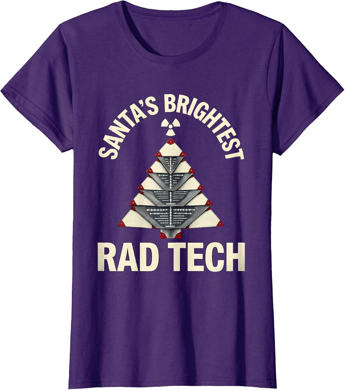 Women's Santa's Brightest Rad Tech Funny Radiology Tech Christmas T-Shirt - Purple