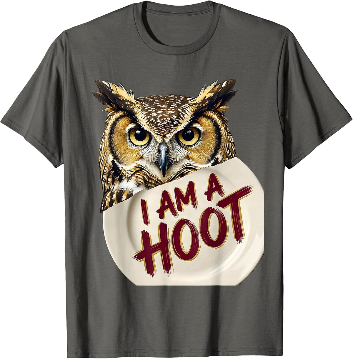 Men's I Am A Hoot Funny Owl Lover Birdwatcher Humor Vintage T-Shirt - Asphalt Grey