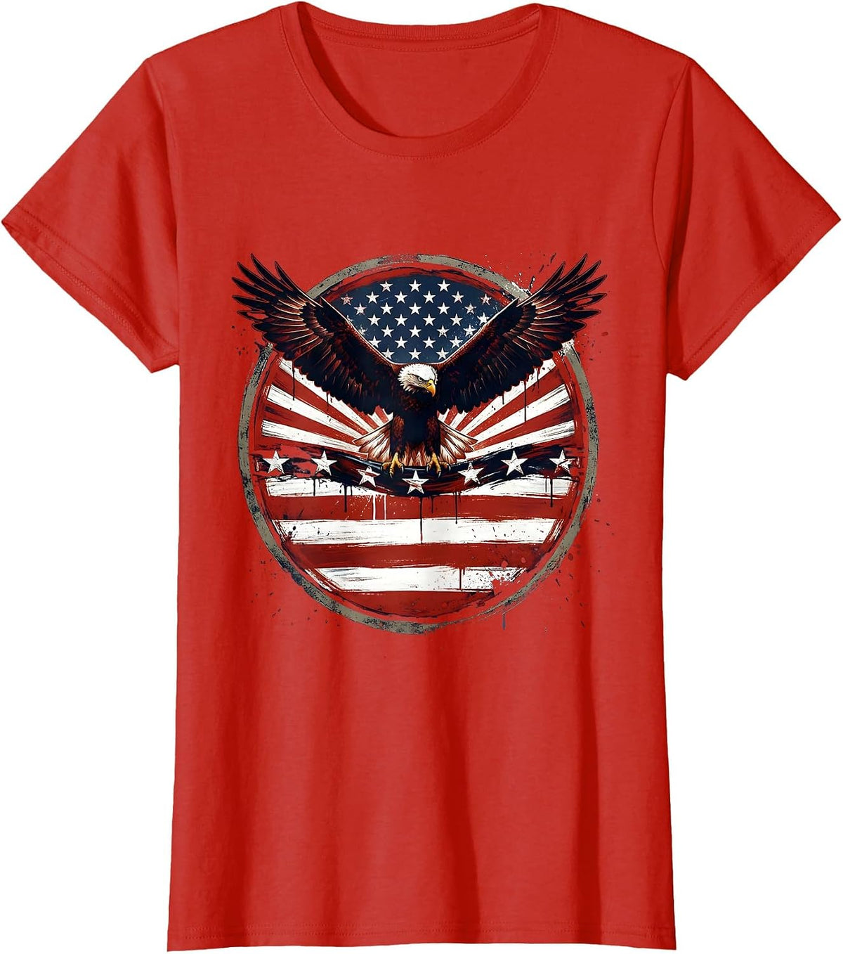 Eagle Carrying Star Banner Patriotic Graphic T-Shirt - Red