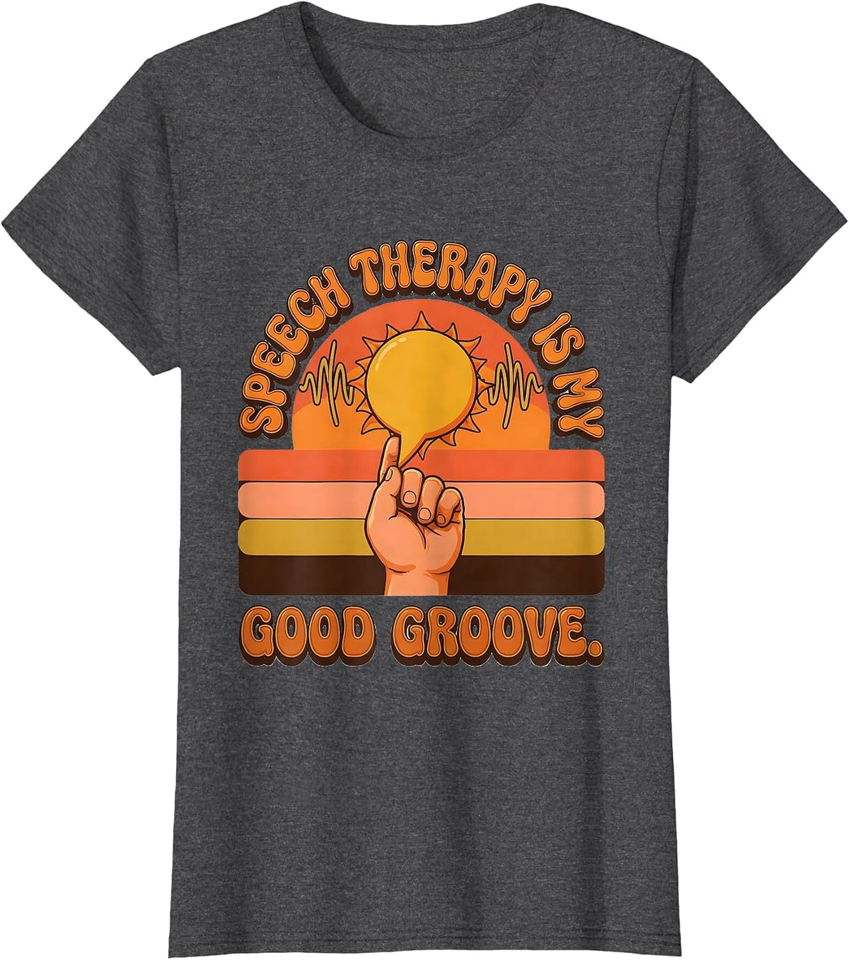 Women's Speech Therapy Is My Good Groove Retro Funny SLP Therapist T-Shirt - Dark Heather Grey