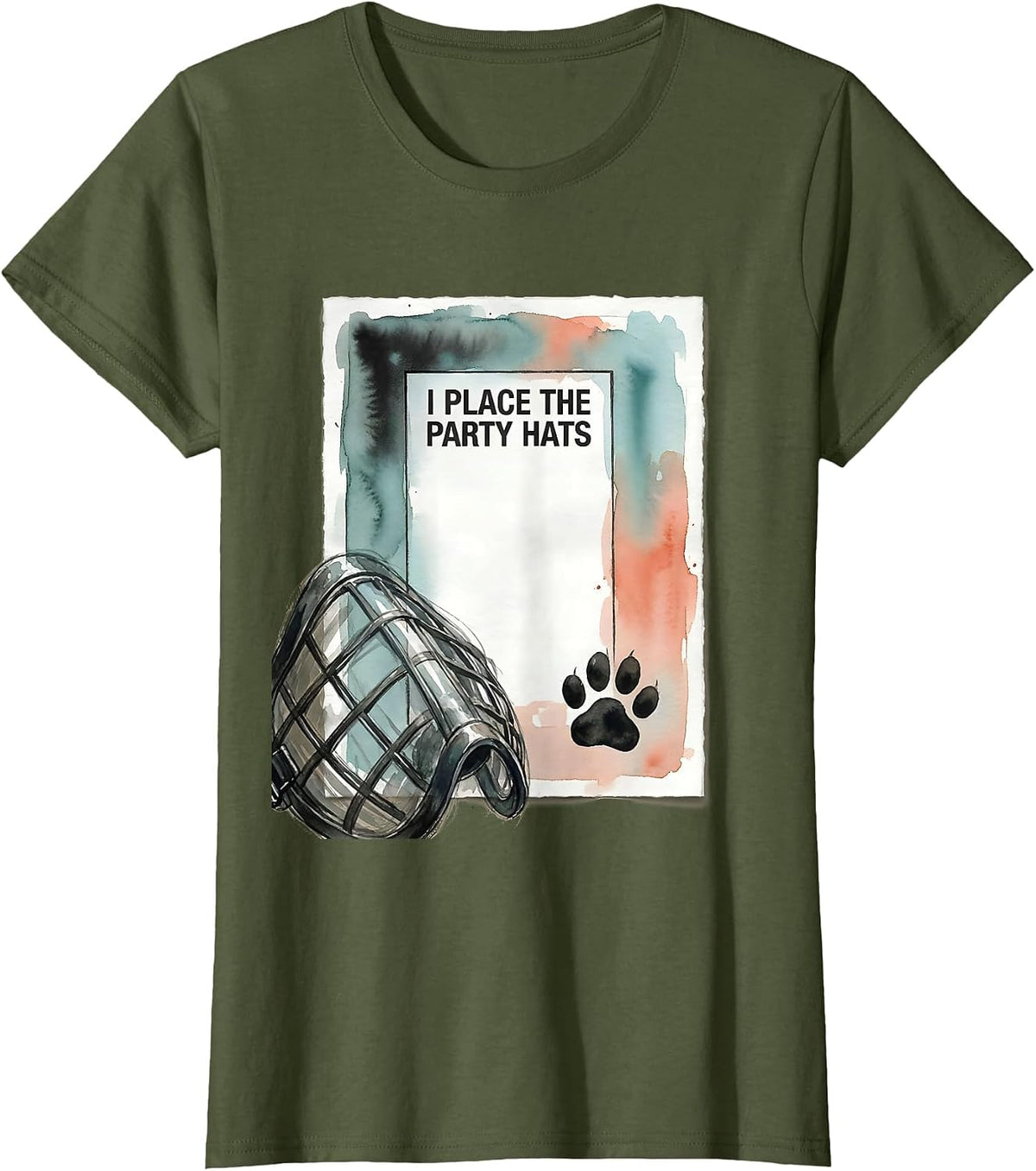 Women's I Place The Party Hats Funny Veterinarian Vet Tech Gift T-Shirt - Olive Green