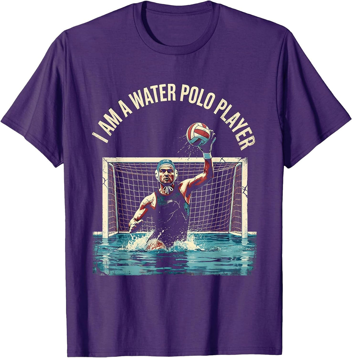 Men's I Am A Water Polo Player Distressed Water Polo Fan Humor T-Shirt - Purple