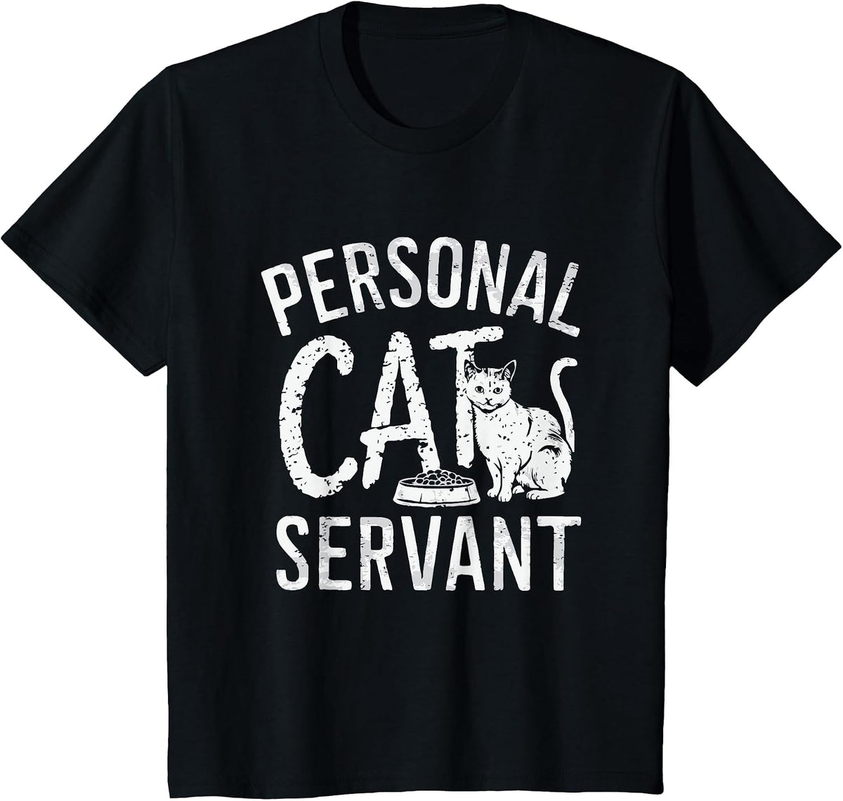 Personal Cat Servant Cat Owner Mom Or Dad T-Shirt - Black