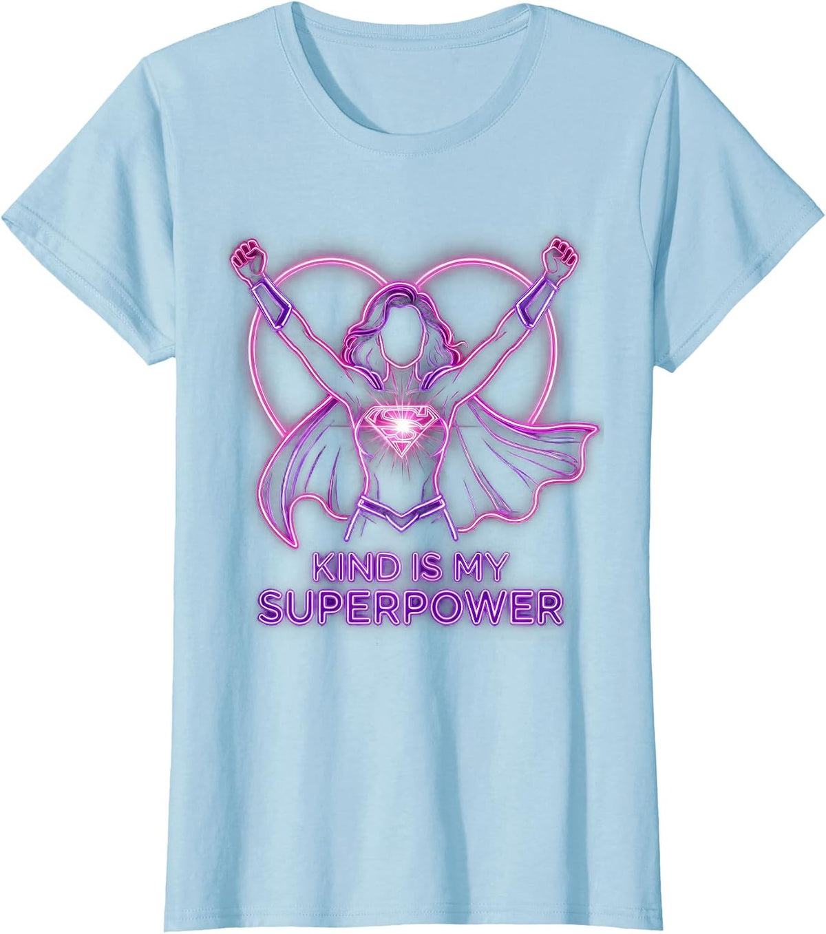 Women's Kind Is My Superpower Be Kind Graphic Design T-Shirt - Baby Blue