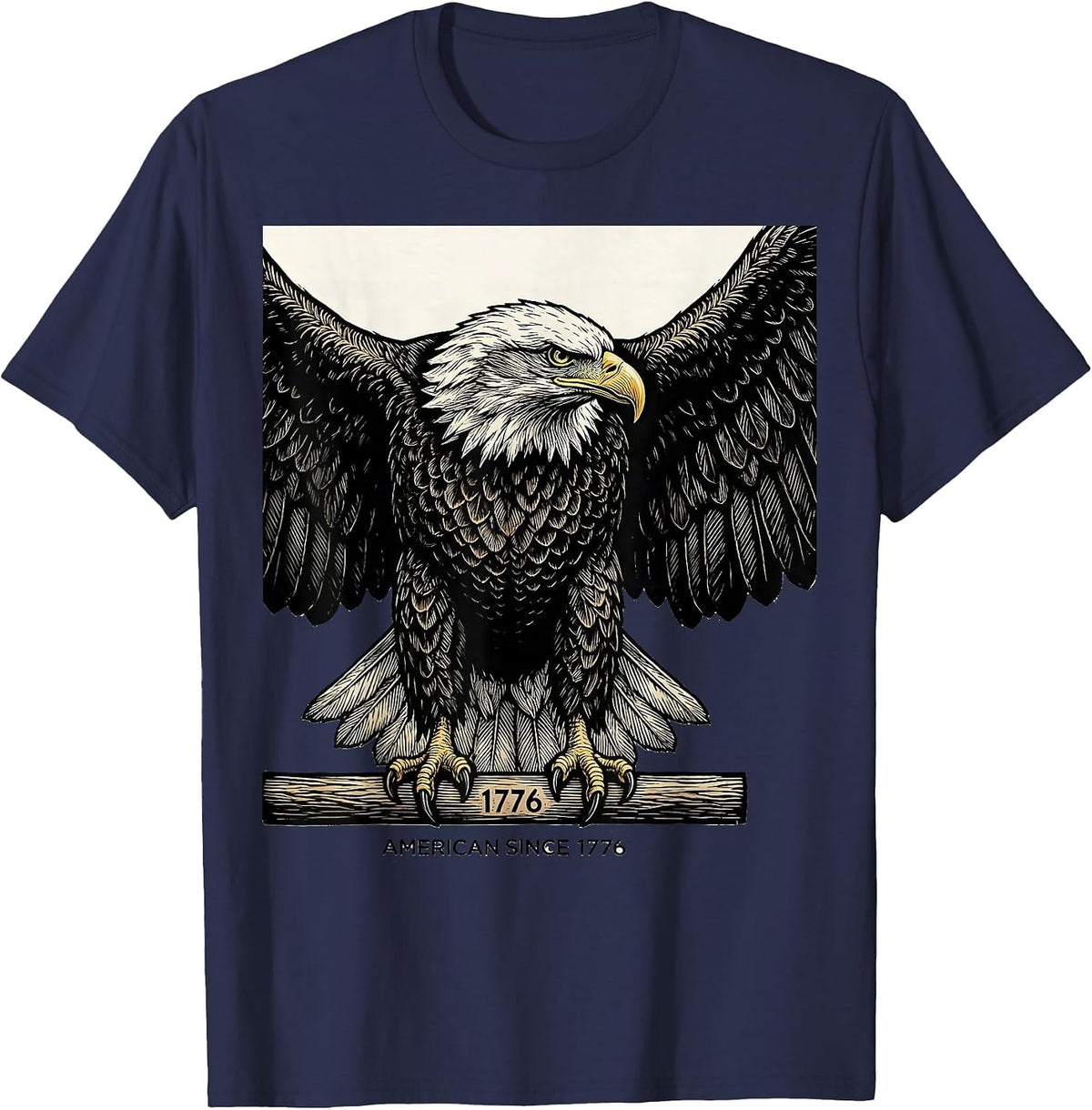 American Since 1776 Bold Eagle Patriotic 250th Anniversary T-Shirt - Navy Blue