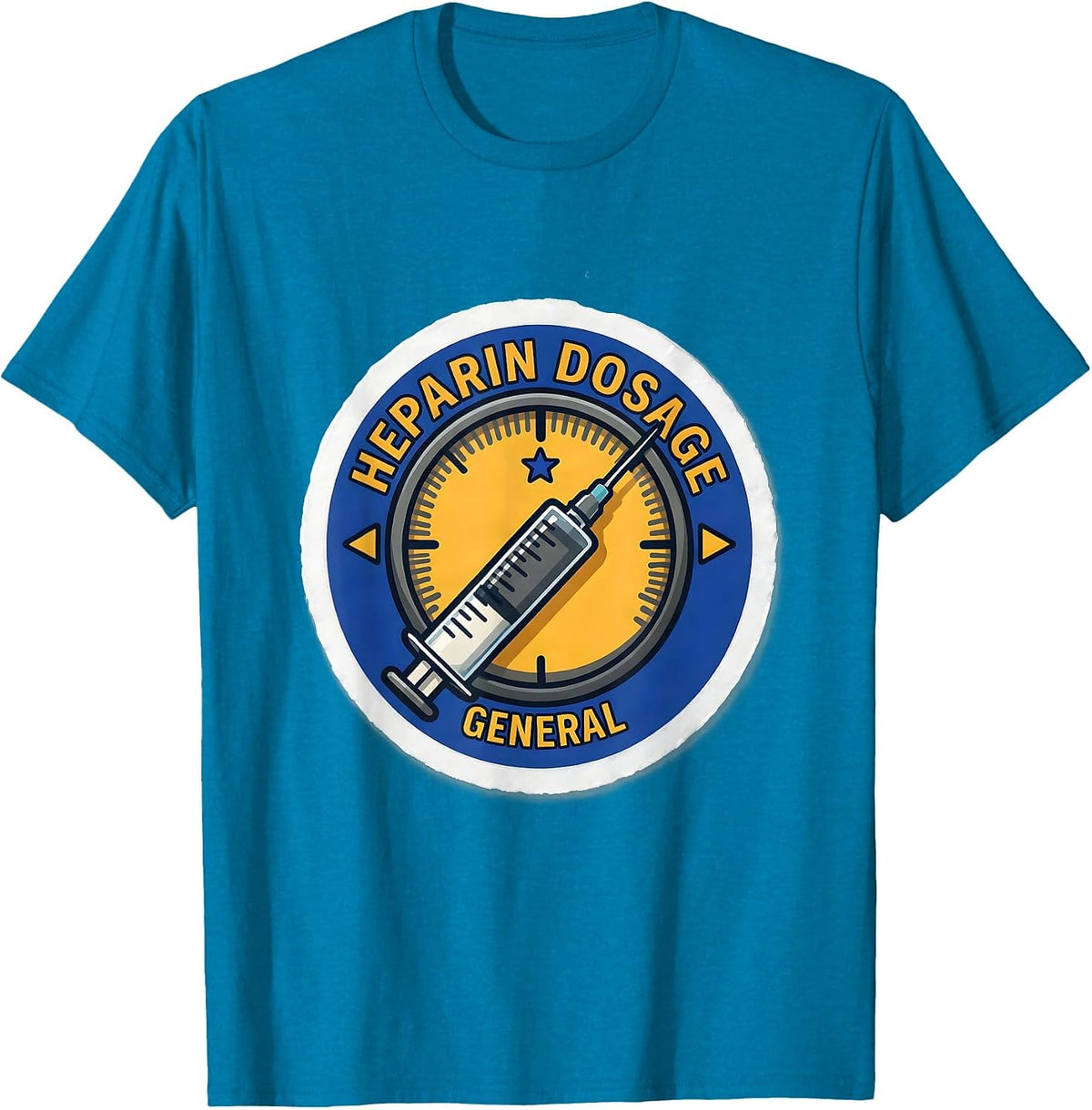 Heparin Dosage General Funny Dialysis Nurse Nephrology Crew T-Shirt - Sapphire Blue