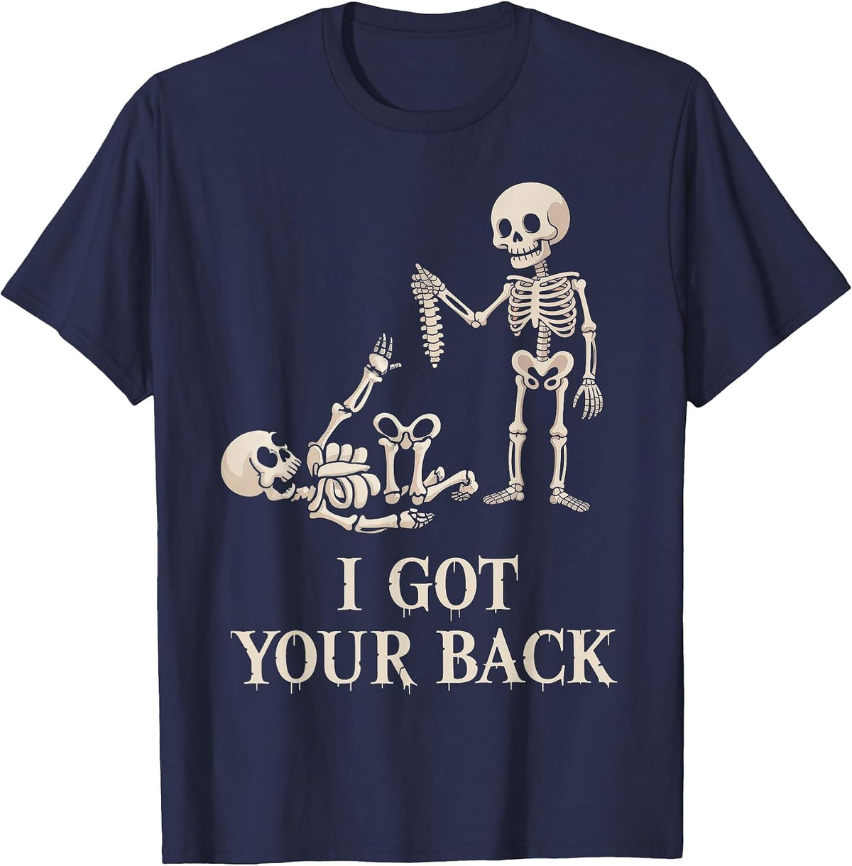 I Got Your Back Halloween Skeleton Skull T-Shirt - Navy Blue