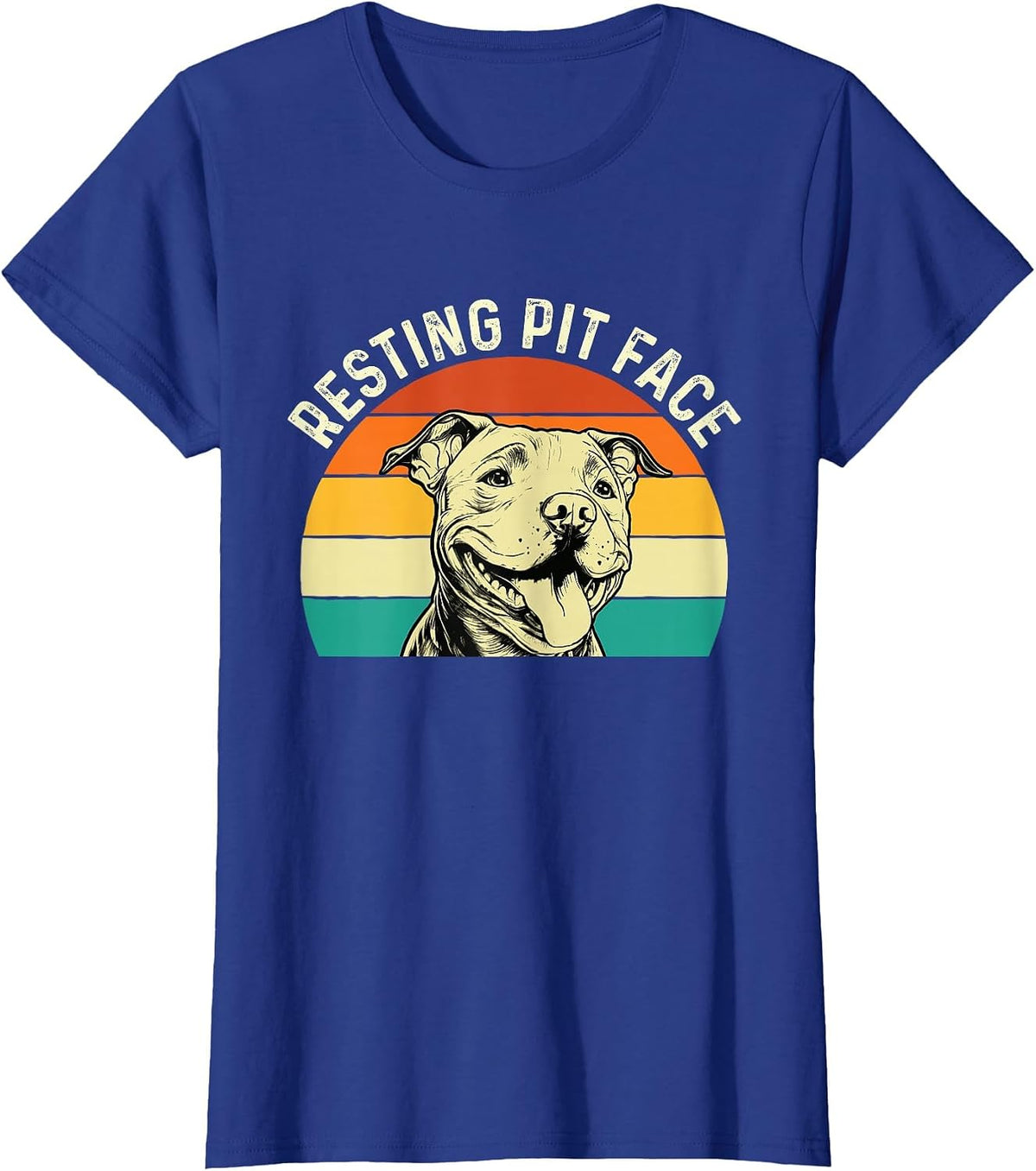 Resting Pit Face - Retro Vintage Pitbull Terrier Dog Lover T-Shirt - Royal Blue