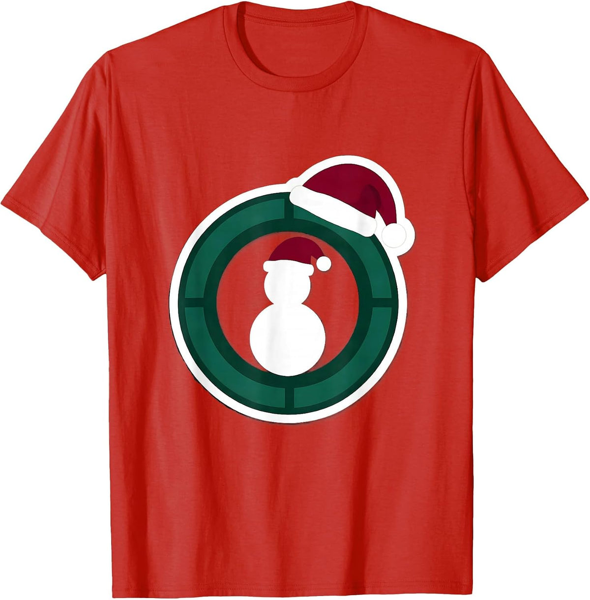 Men's MRI Bore Ring Snowman Radiology Tech Christmas Sticker T-Shirt - Red