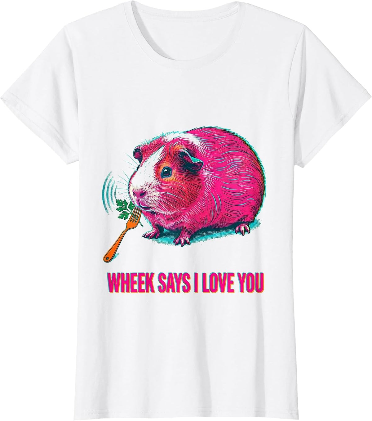 Women's Wheek Says I Love You Funny Guinea Pig Lover Pet Pig Owner T-Shirt - White
