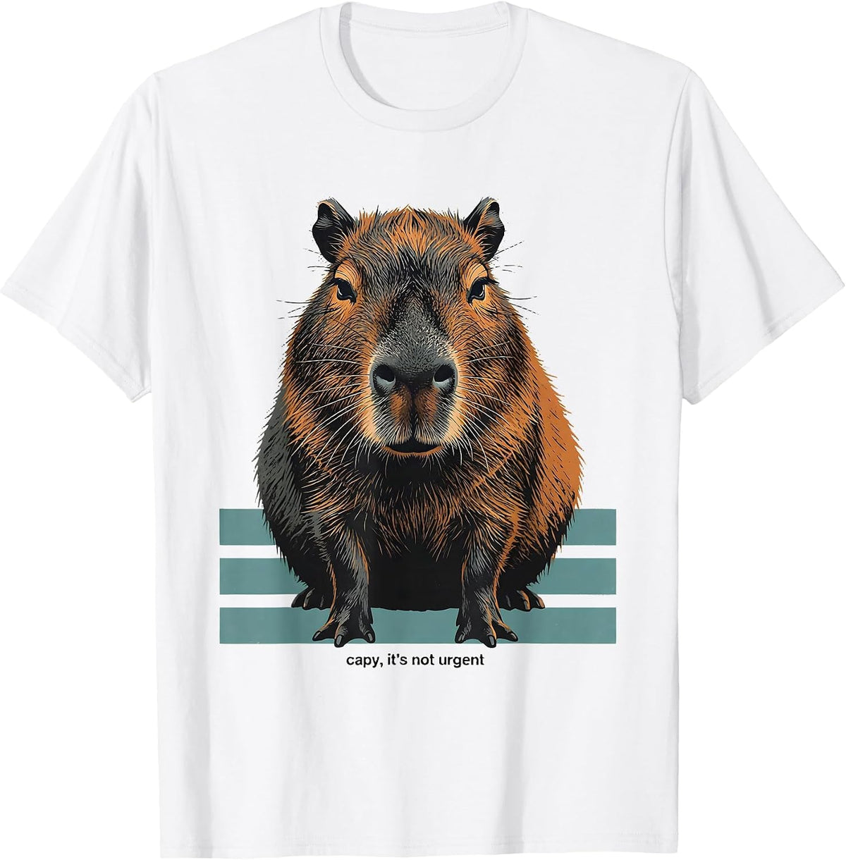 Men's capy it's not urgent Funny Capybara Meme Animal Lover T-Shirt - White