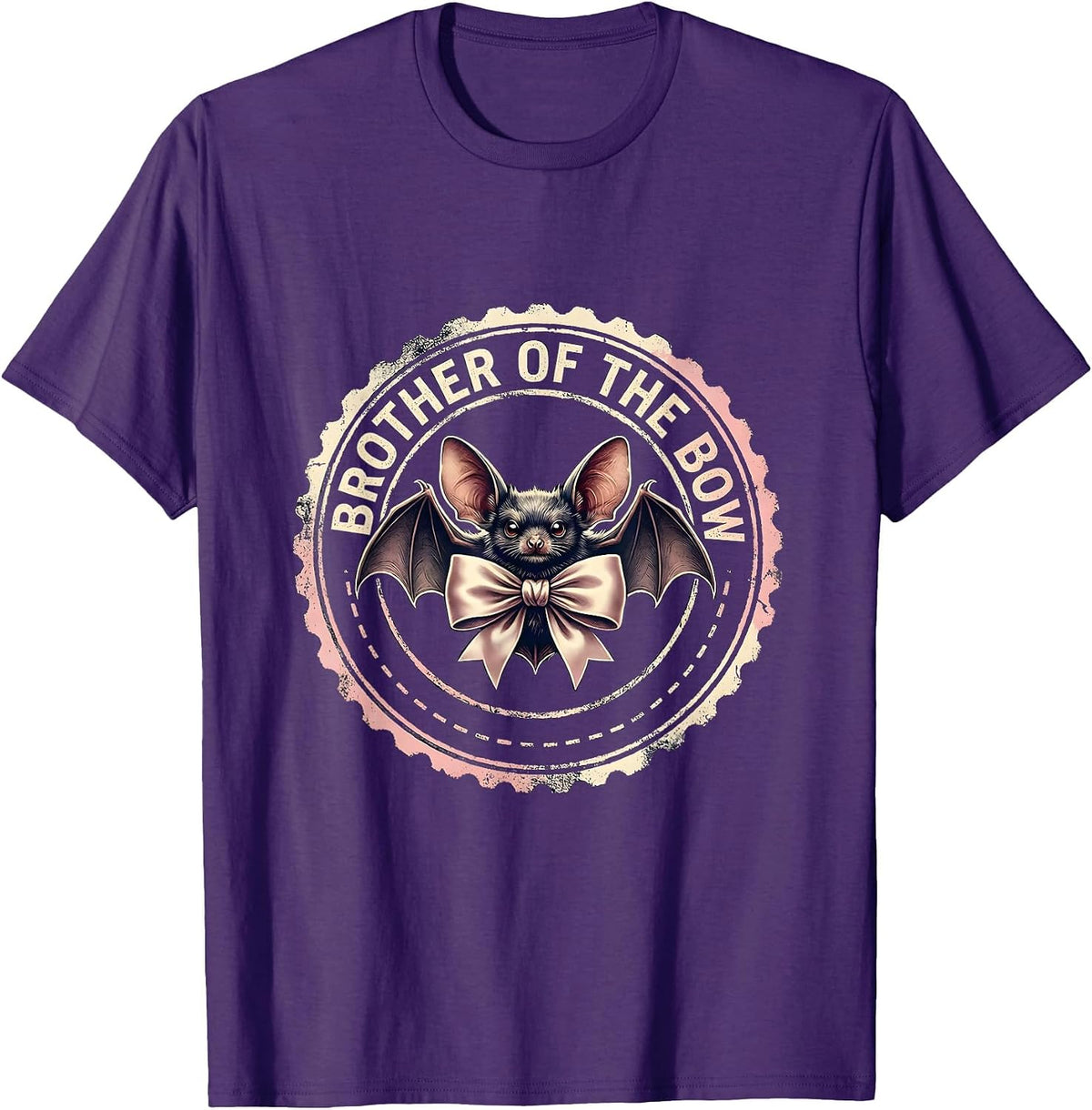 Brother Of The Bow Rubber Stamp Soft Pink Bow Family T-Shirt - Purple