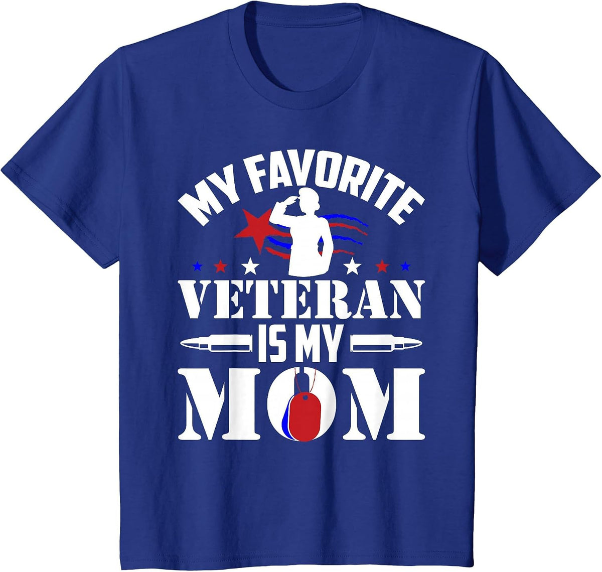 Veterans Day Military My Favorite Veteran is My Mom Kids T-Shirt - Royal Blue