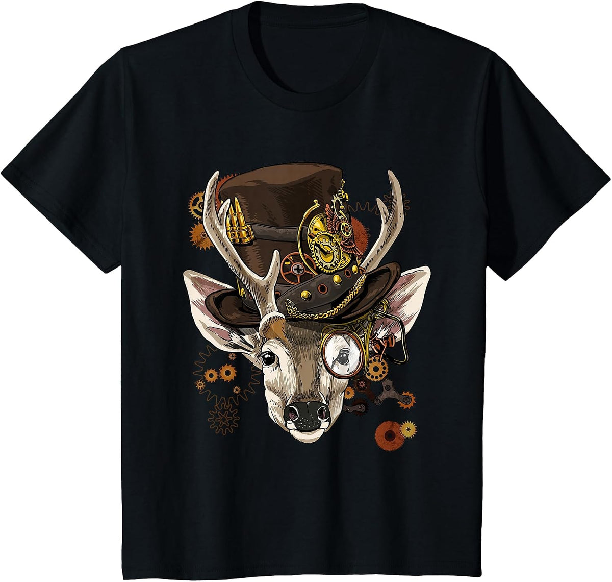 Steampunk Deer Steampunk Deer Animal Lovers T-Shirt - Black