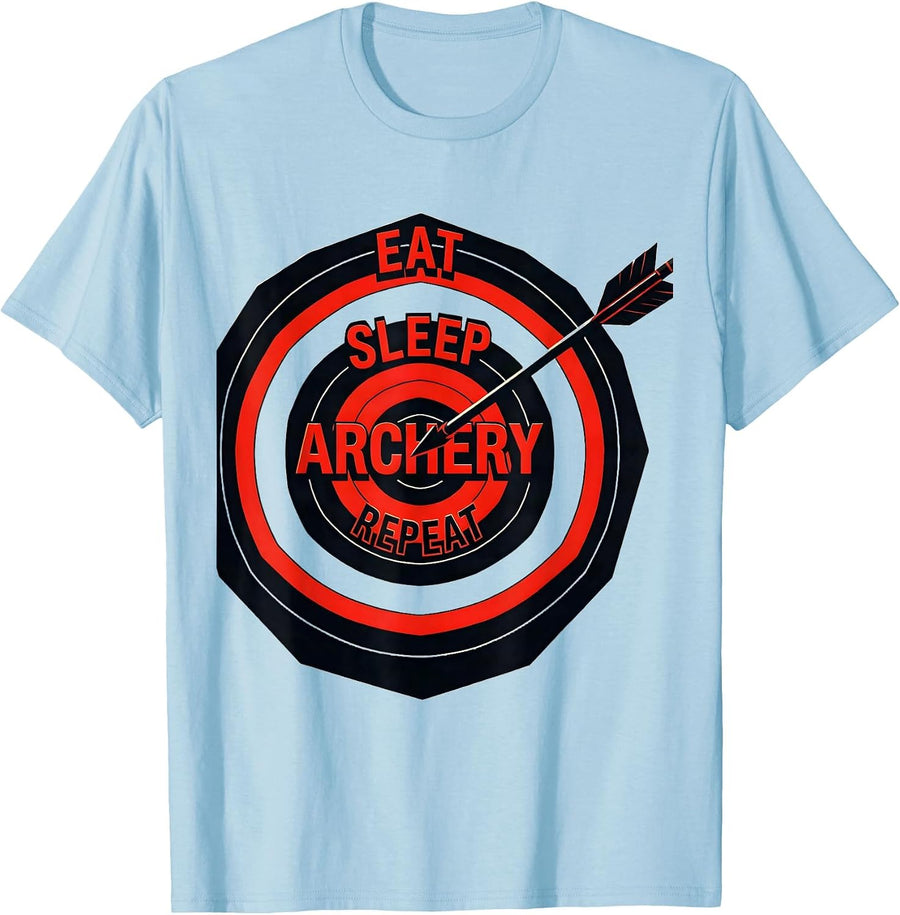 Men's EAT SLEEP ARCHERY REPEAT Funny Archery Fan Gift T-Shirt - Baby Blue