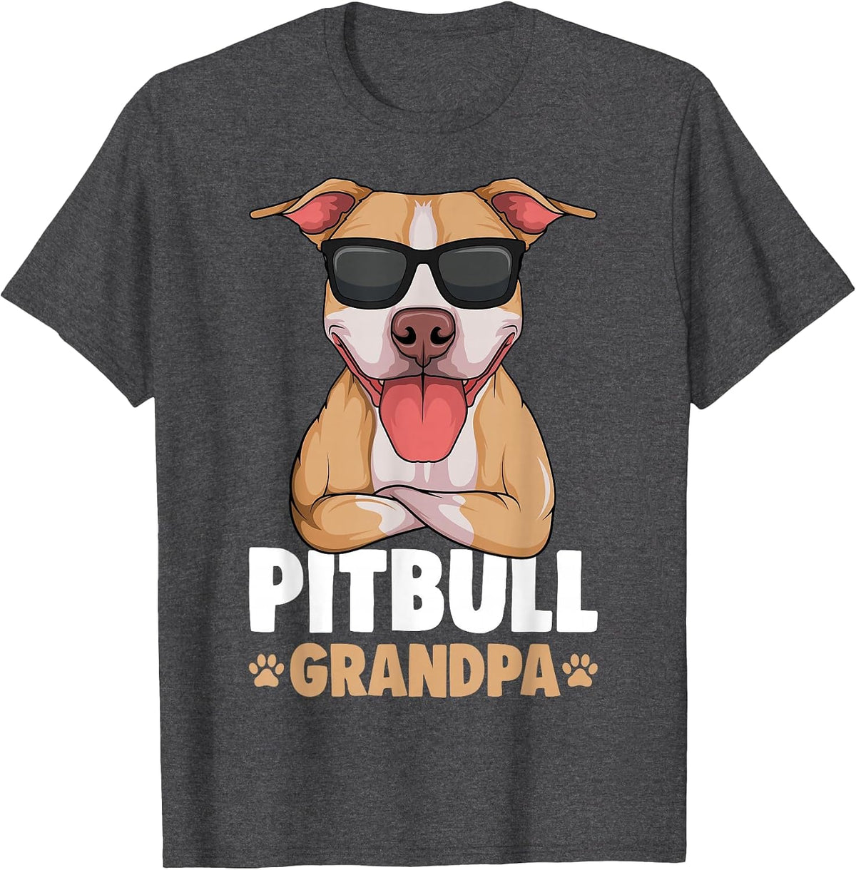 Pitbull Grandpa Pittie Dog T-Shirt - Dark Heather Grey
