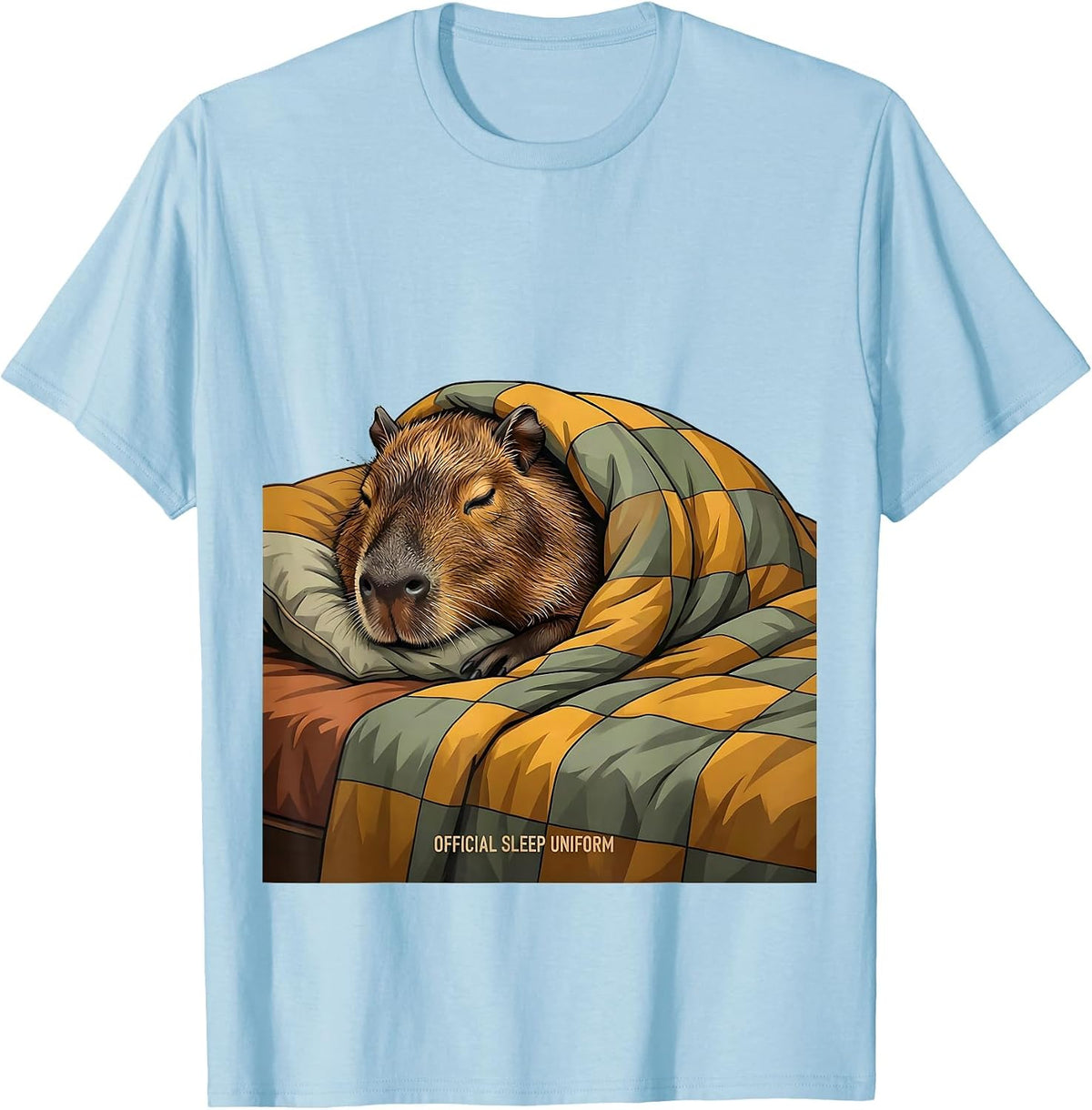 Official Sleep Uniform Cute Capybara Animal Sleepwear Humor T-Shirt - Baby Blue