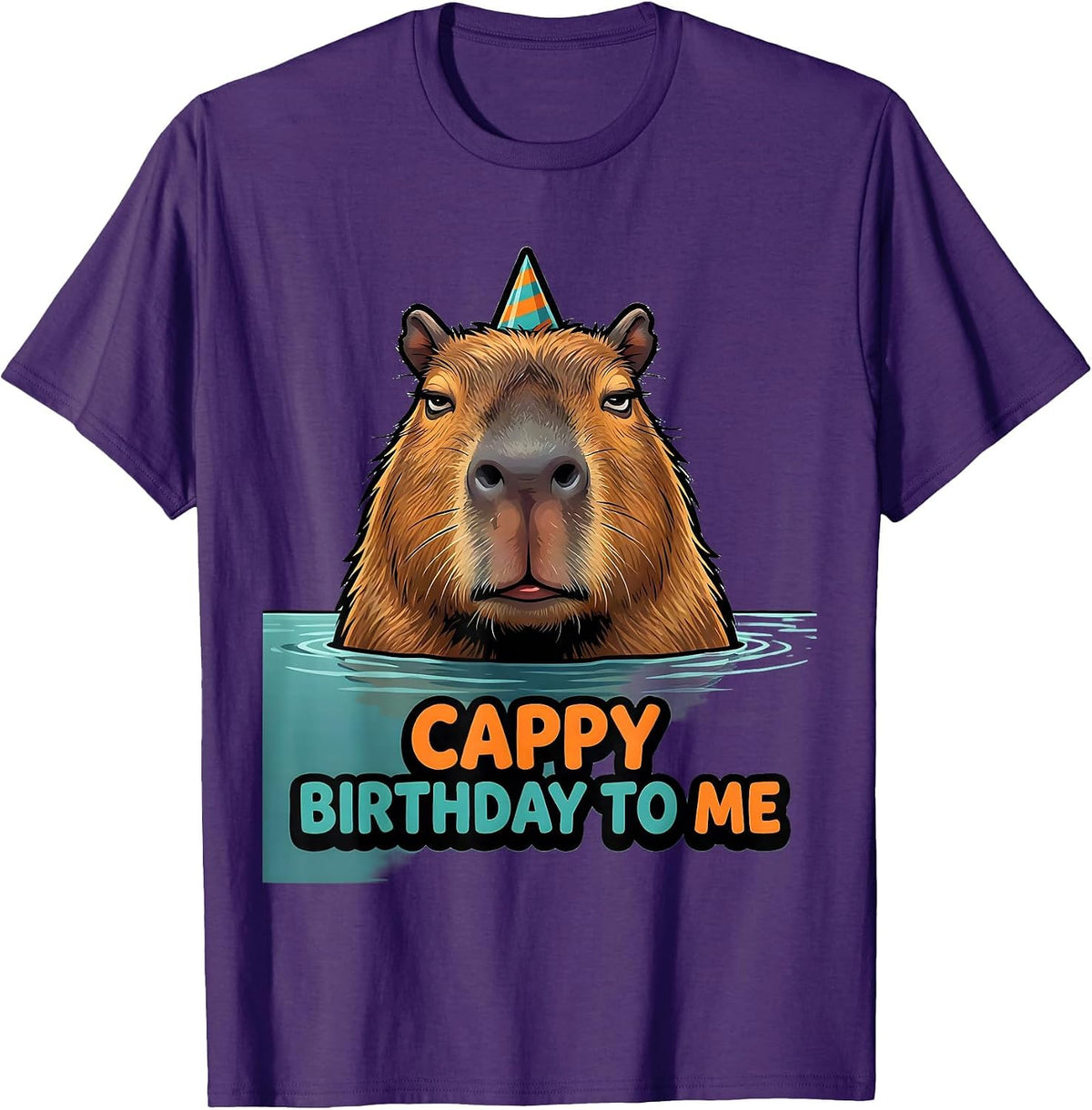 Men's Cappy Birthday to Me Funny Capybara Meme Animal Humor T-Shirt - Purple
