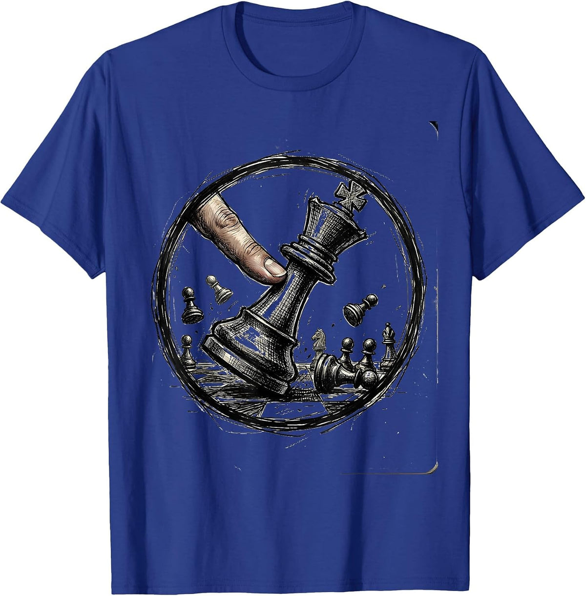 Chess King Resignation Graphic Tee T-Shirt - Royal Blue