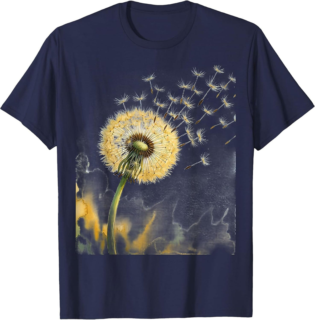 Suicide Prevention Dandelion Seeds Rising Art T-Shirt - Navy Blue