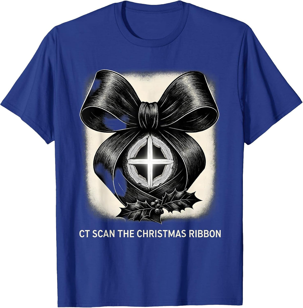 Men's CT Scan The Christmas Ribbon Funny Radiology Tech Humor T-Shirt - Royal Blue
