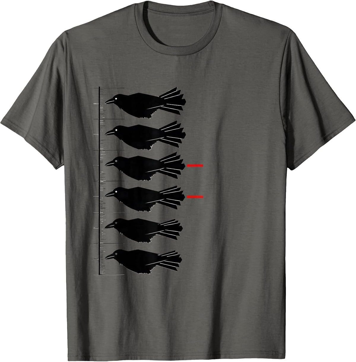 Crow Profile Silhouette Dark Humor Gothic Bird Lover T-Shirt - Asphalt Grey