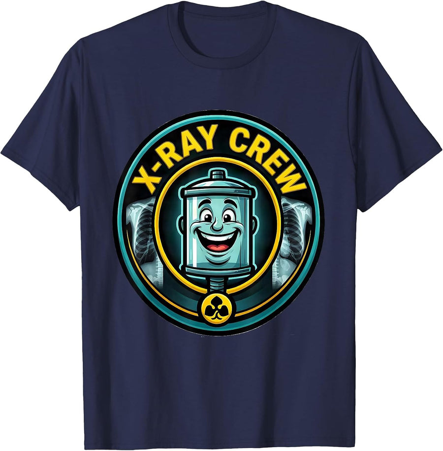 X-Ray Crew Cartoon Radiology Tech Rad Tech Student Humor T-Shirt - Navy Blue