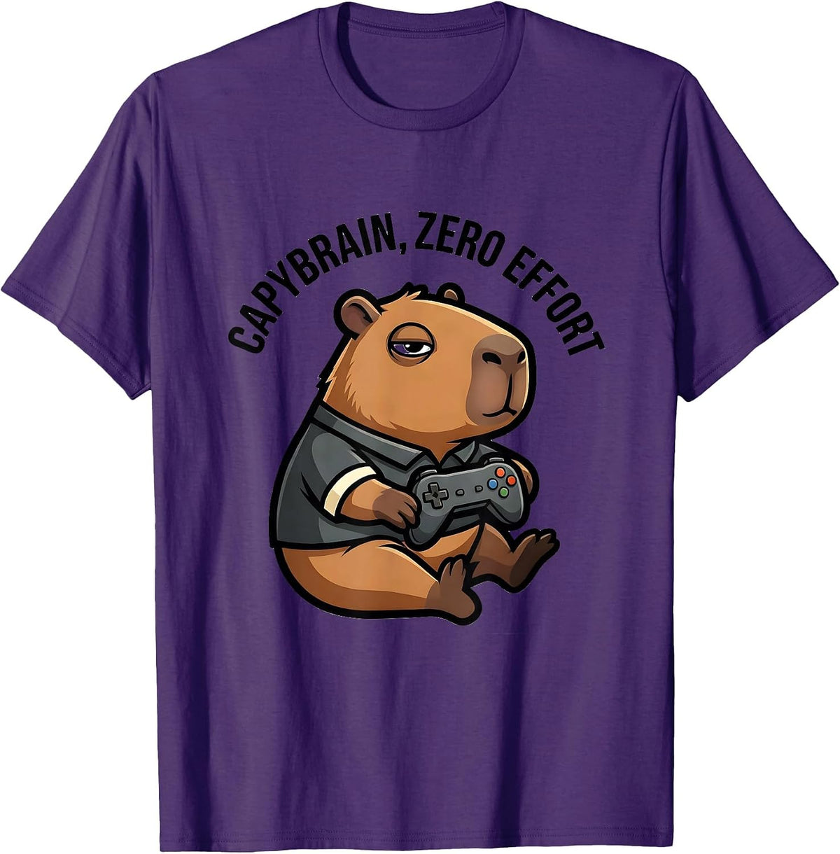Men's Capybrain Zero Effort Funny Capybara Gamer Meme Humor T-Shirt - Purple