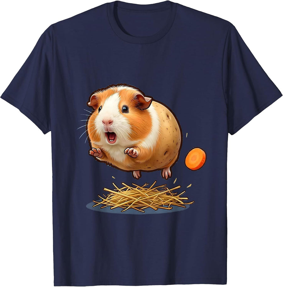 Airborne Tailless Guinea Pig Cute Kawaii Pet Lover Gift T-Shirt - Navy Blue