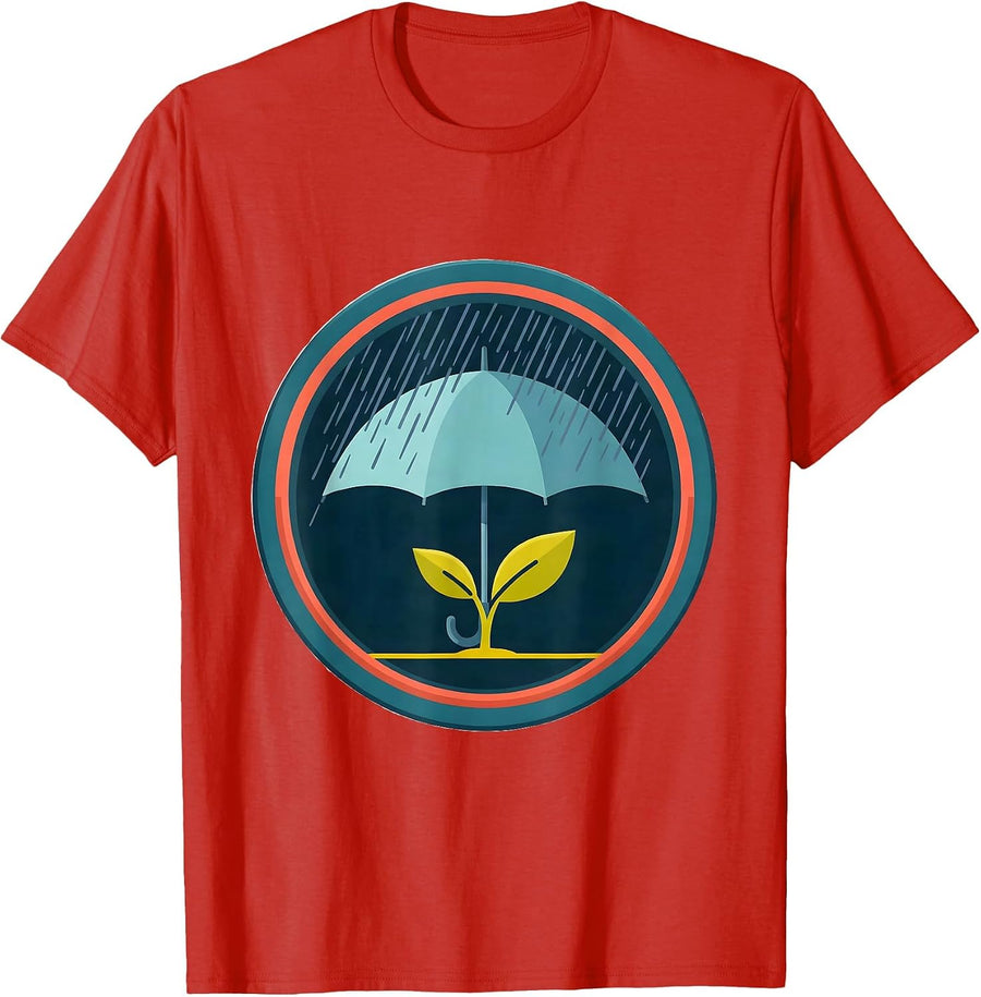 Men's Suicide Prevention Awareness Umbrella Sprout Art T-Shirt - Red