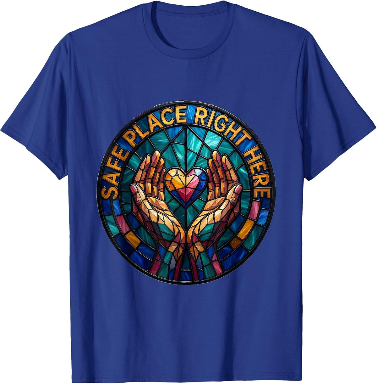 Men's Safe Place Right Here Comfort and Support Design T-Shirt - Royal Blue