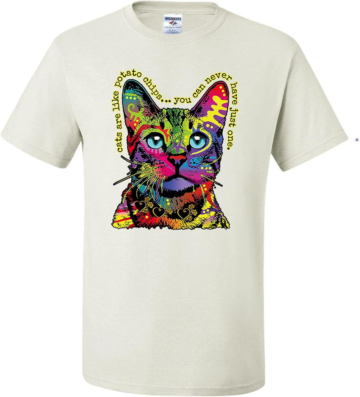 Animal Lover Cats are Like Potato Chips Colorful Rainbow Catmens T-Shirts - White