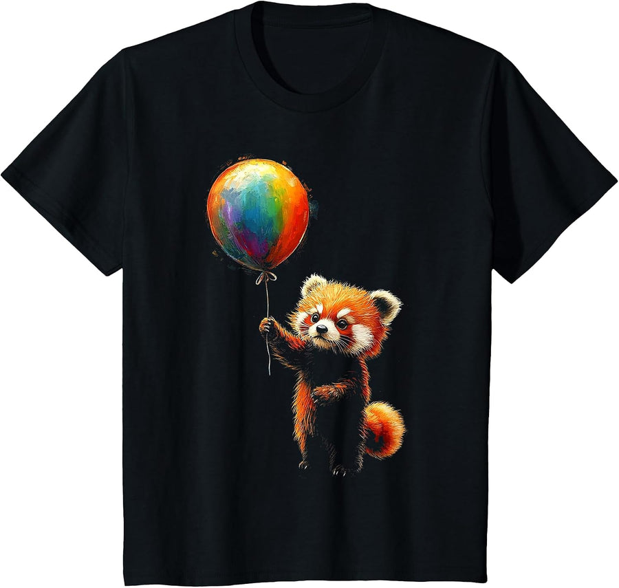 Red Panda Painting Art Animal Lover Portrait Motif Red Panda T-Shirt - Black